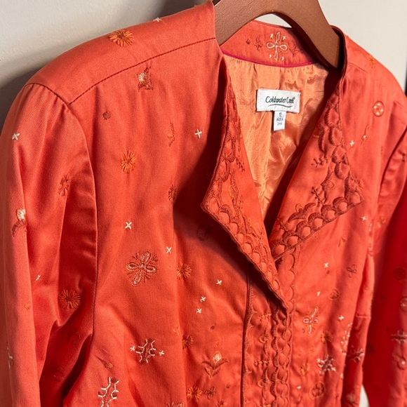 Coldwater Creek Women's Bright Orange Embroidered Blouse - Picture 6 of 9